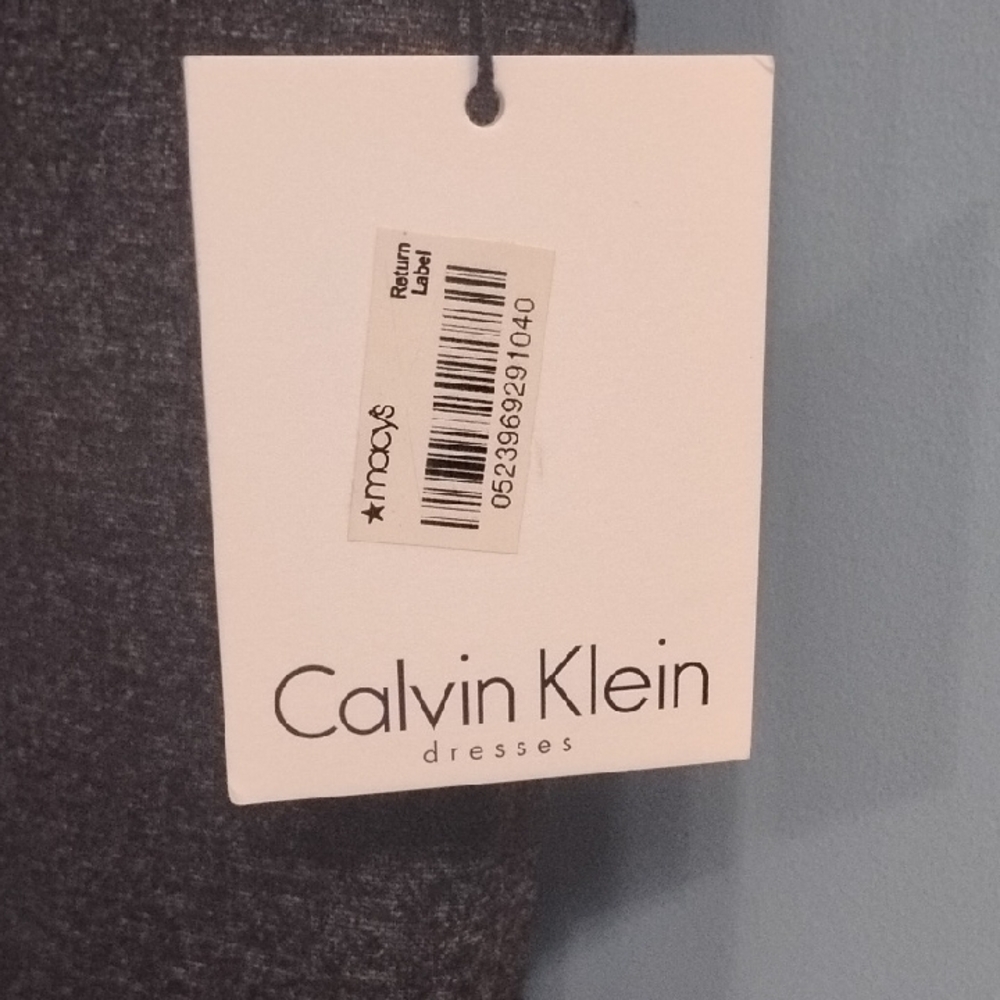 NWT ⭐ Elegant Calvin Klein Dark Gray Long Midi Dress Size 8 - Picture 3 of 7